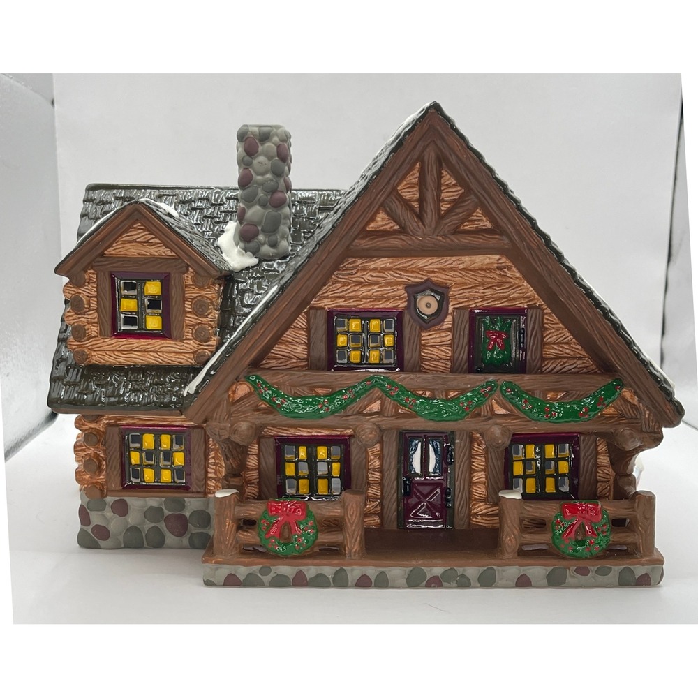 Dept 56 Snow Village Hunting Lodge 5445-3 Vintage 1993 Ceramic Lighted House - Picture 2 of 9